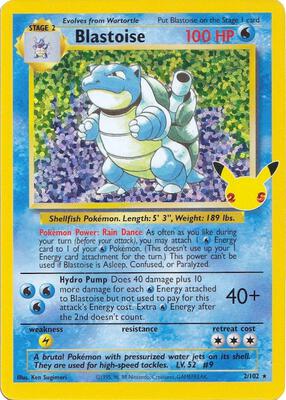 1999 Pokemon Base Set Blastoise [Shadowless] #2 card