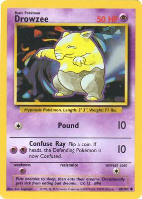 1999 Pokemon Base Set Drowzee #49 card