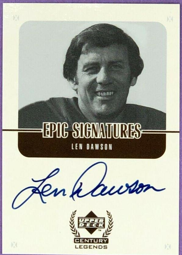 1999 Upper Deck Century Legends Epic Signatures Len Dawson #LD card