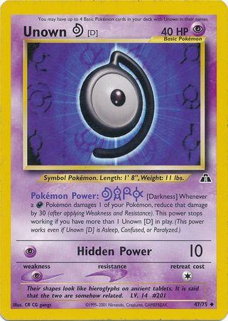2001 Neo Discovery Unown D #47 card