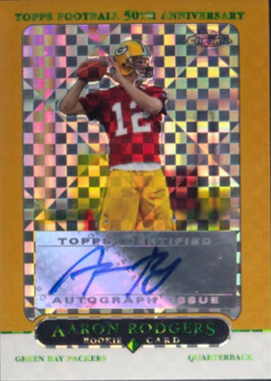2005 Topps Chrome Aaron Rodgers [Autograph Gold Xfractor] #190 card