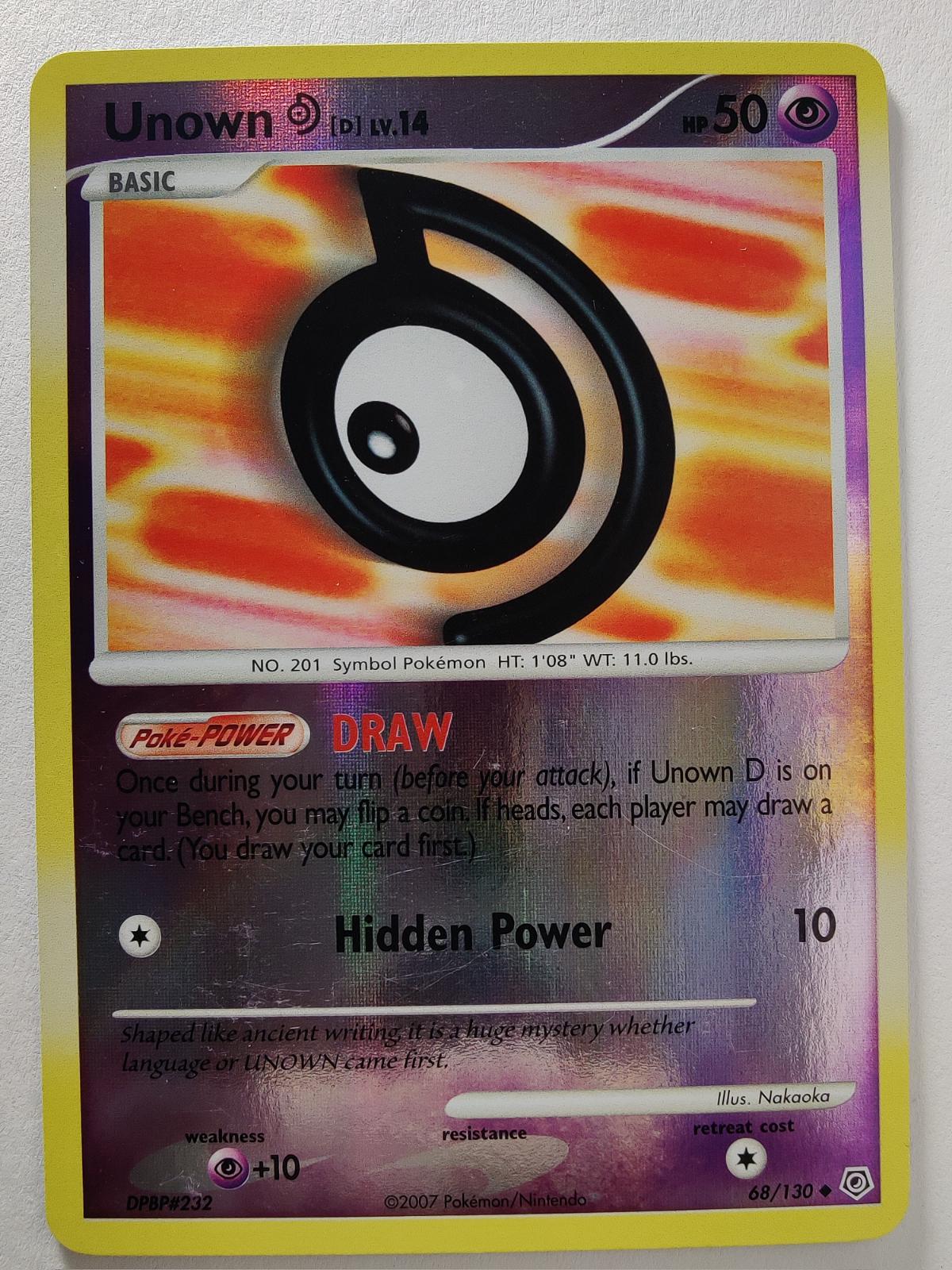 2007 Diamond & Pearl Unown D [Reverse Holo] #68 card