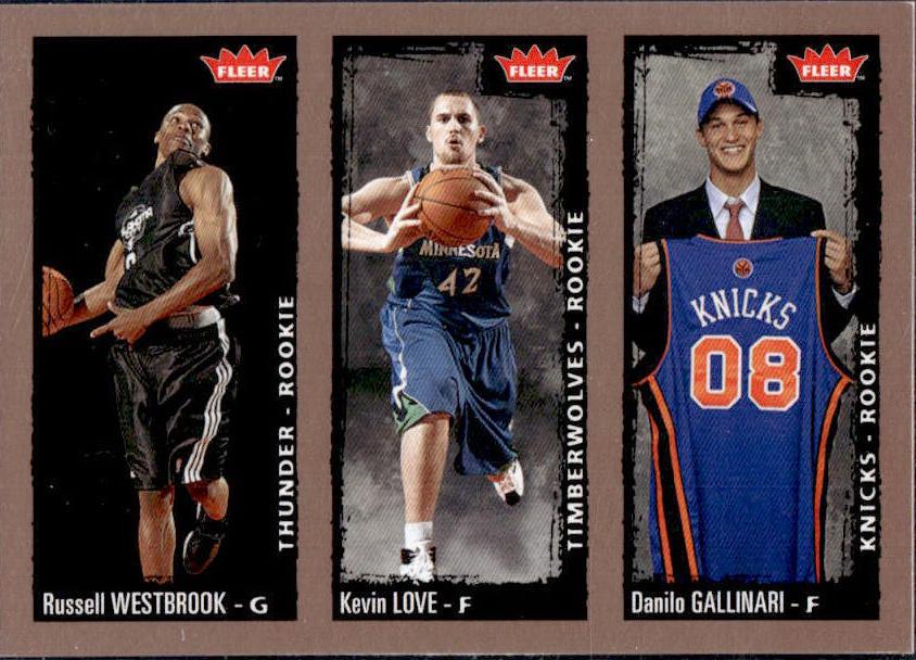2008 Fleer Danilo Gallinari, Kevin Love, Russell Westbrook #237 card