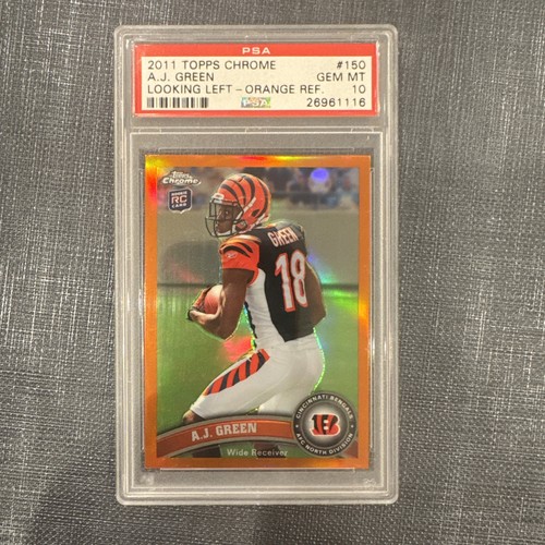 2011 Topps Chrome A.J. Green [Looking Left Orange Refractor] #150 card