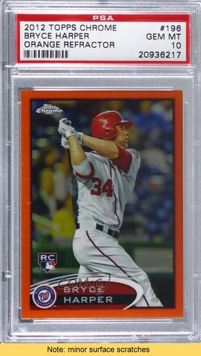 2012 Topps Chrome Bryce Harper [Hitting Orange Refractor] #196 card