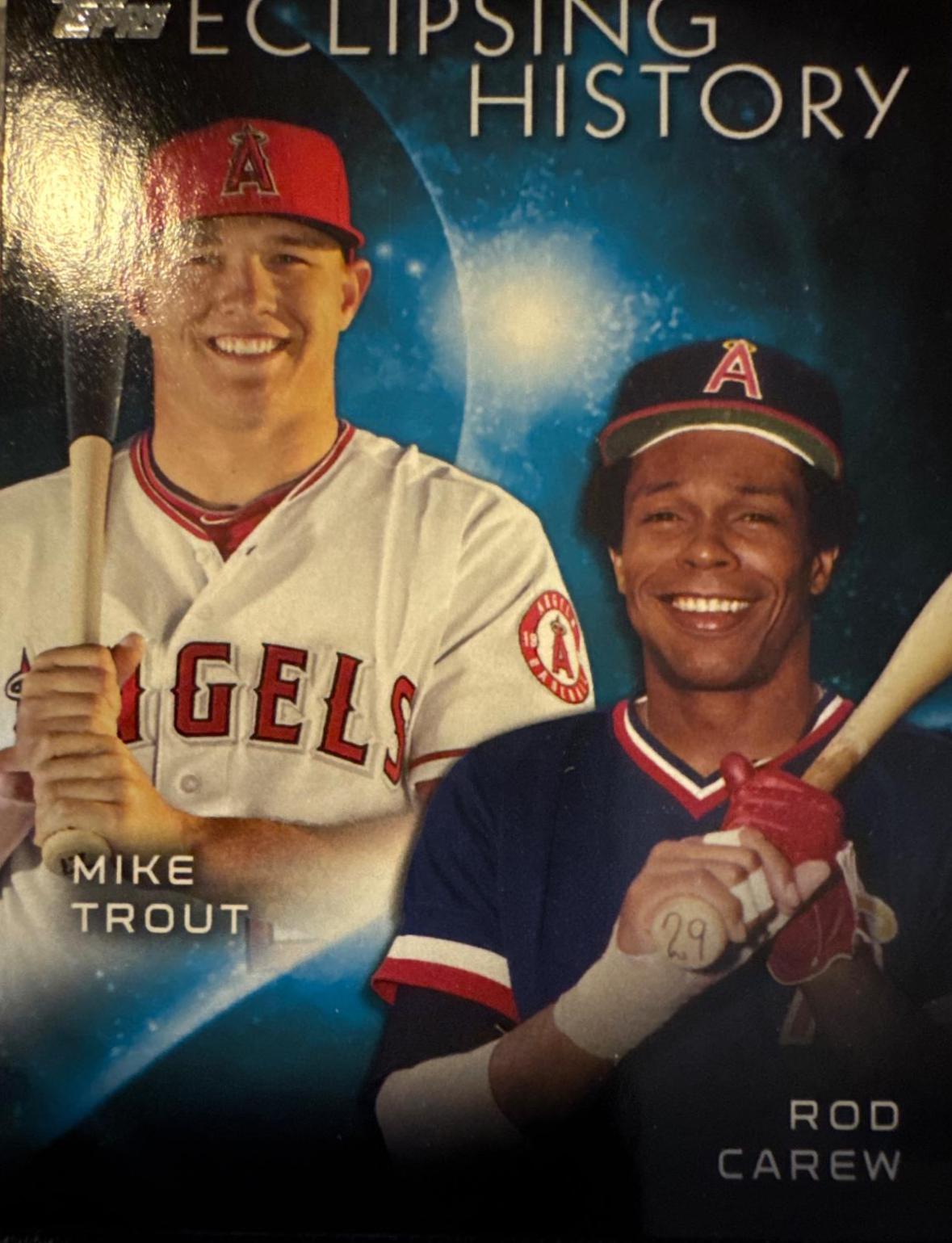 2015 Topps Eclipsing History Mike Trout/Rod Carew #EH-7 card