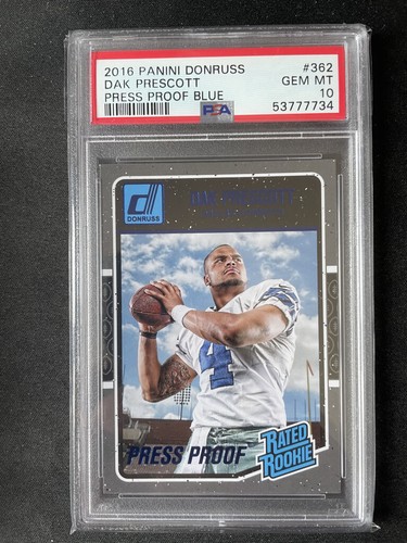 2016 Panini Donruss Dak Prescott [Press Proof Blue] #362 card