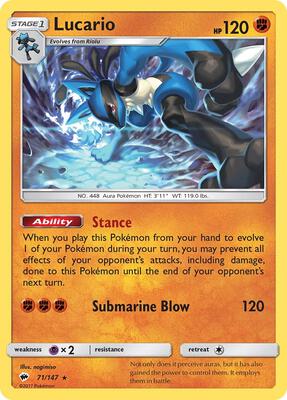 2017 Burning Shadows Lucario #71 card