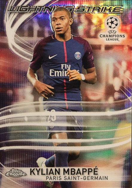 2017 Topps Chrome UEFA Champions League Lightning Strike Kylian Mbappe #LS-KM card