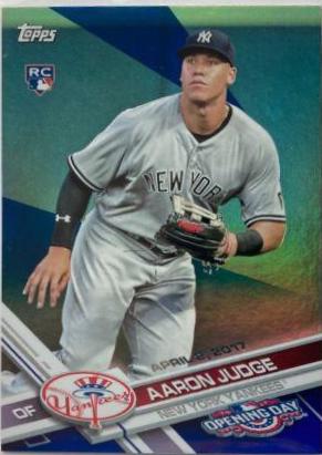 2017 Topps Opening Day Aaron Judge [Fielding Rainbow Blue Foil] #147 card