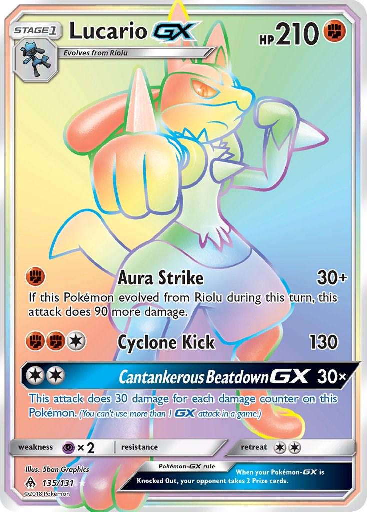 2018 Forbidden Light Lucario-GX #135 card