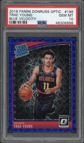 2018 Panini Donruss Optic Trae Young [Blue Velocity] #198 card