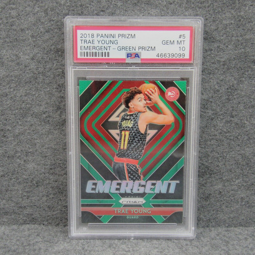 2018 Panini Prizm Emergent Trae Young [Green Prizm] #5 card