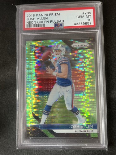 2018 Panini Prizm Josh Allen [Neon Green Pulsar] #205 card