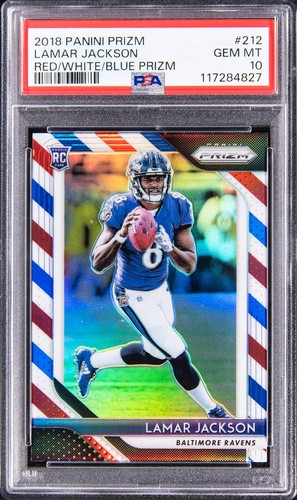 2018 Panini Prizm Lamar Jackson [Red White Blue] #212 card