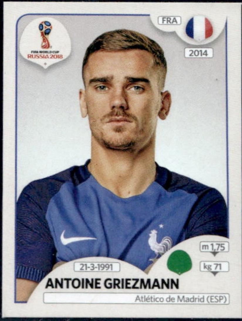 2018 Panini World Cup Stickers Antoine Griezmann [Pink Back] #195 card