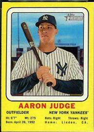 2018 Topps Heritage 1969 Collector Cards Aaron Judge #AJ card