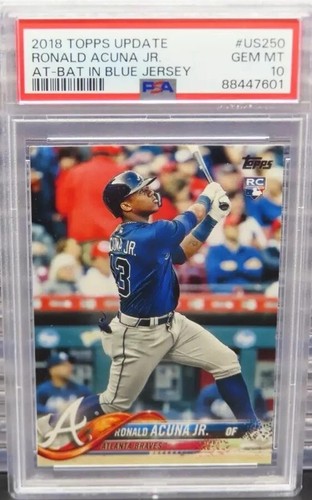 2018 Topps Update Ronald Acuna Jr. [Bat In Blue Jersey] #US250 card