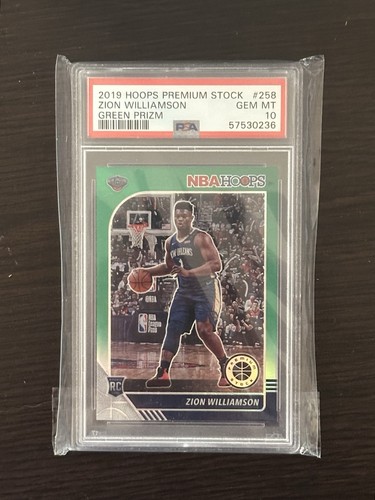2019 Panini Hoops Premium Stock Zion Williamson [Green Prizm] #258 card