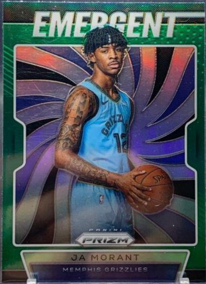 2019 Panini Prizm Emergent JA Morant [Green Prizm] #17 card
