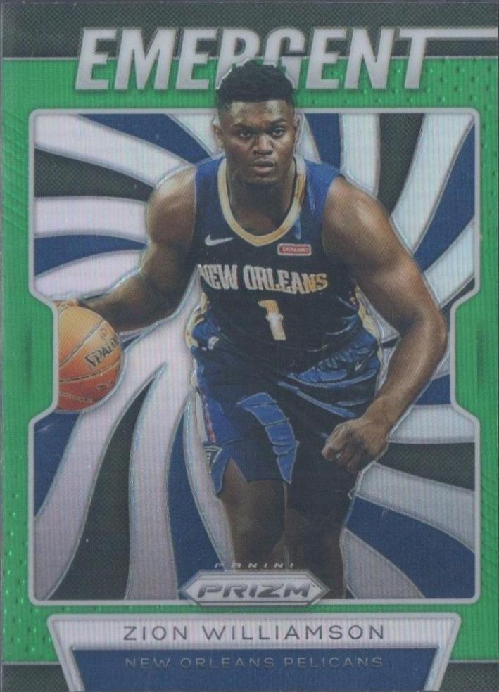 2019 Panini Prizm Emergent Zion Williamson [Green Prizm] #7 card