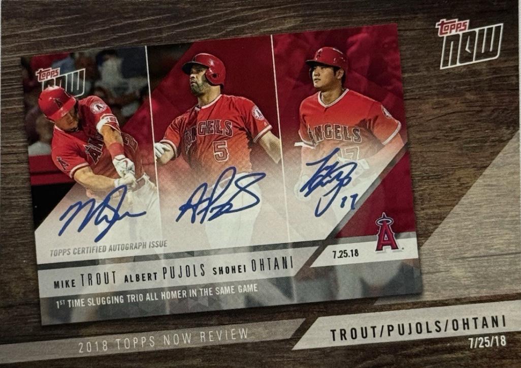 2019 Topps 2018 Now Review Mike Trout, Albert Pujols, Shohei Ohtani #TN-9 card