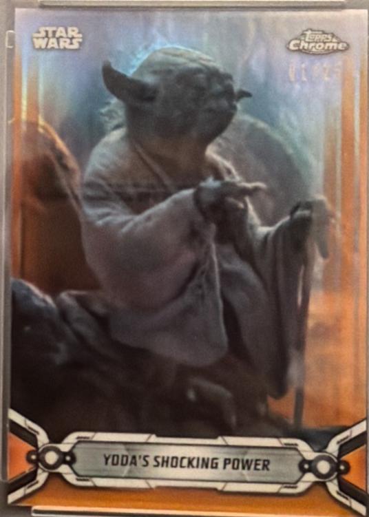 2019 Topps Chrome Legacy Yoda's Shocking Power [Orange Refractor] #116 card