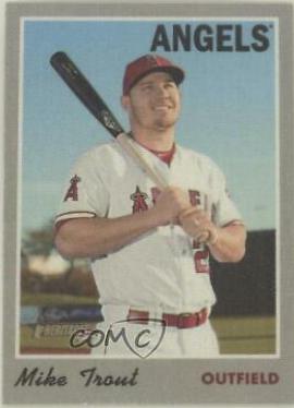 2019 Topps Heritage 1970 Cloth Stickers Mike Trout #26 card