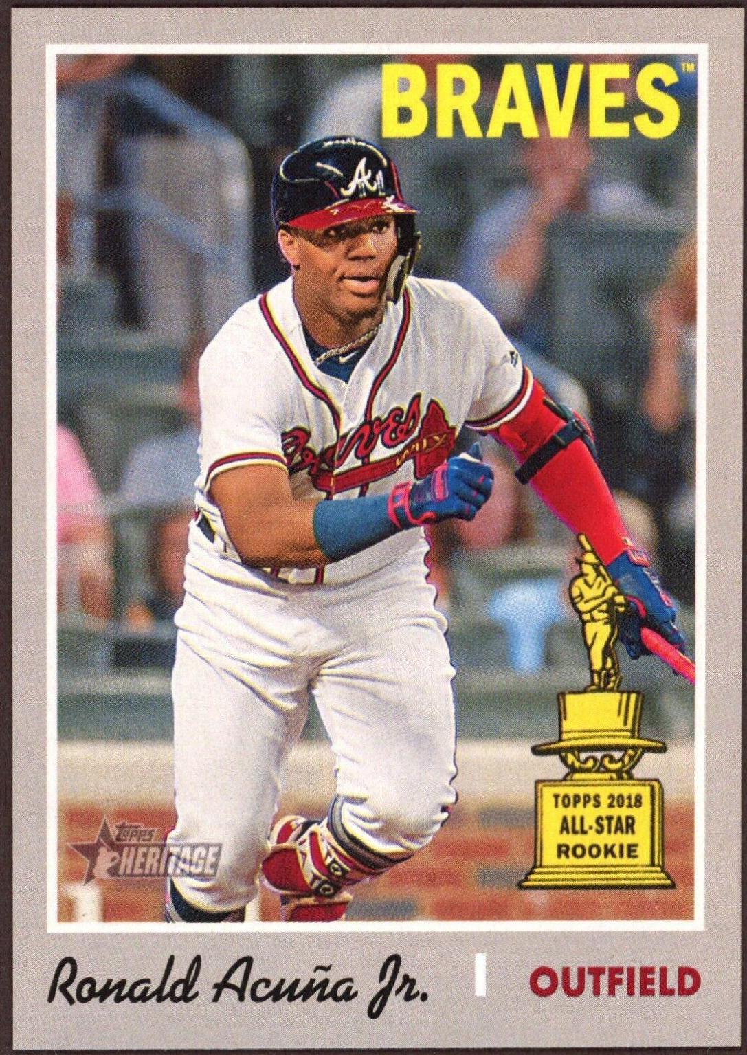 2019 Topps Heritage Ronald Acuna Jr. [Action] #500 card