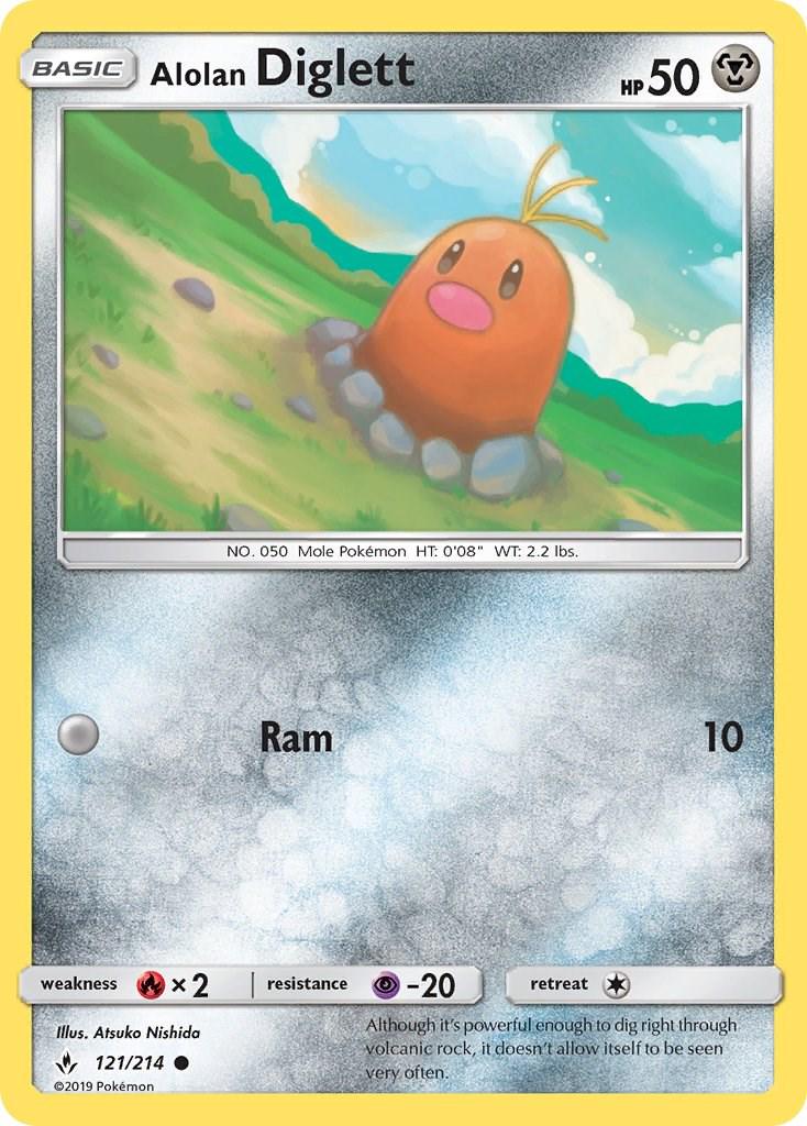 2019 Unbroken Bonds Alolan Diglett #121 card