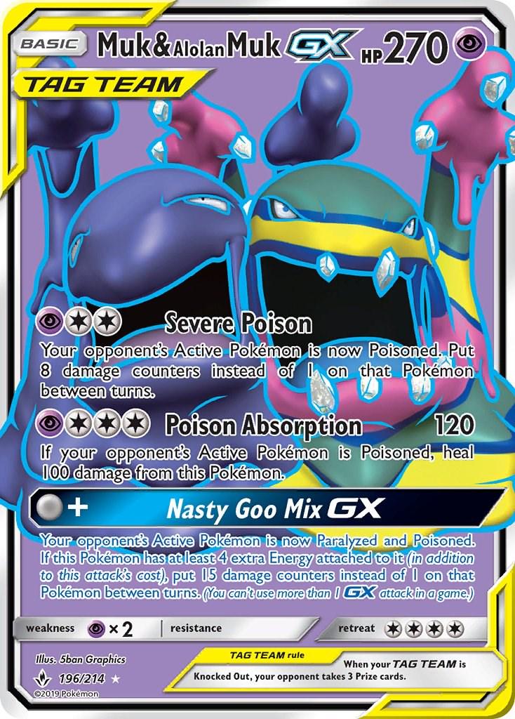 2019 Unbroken Bonds Muk & Alolan Muk GX #196 card
