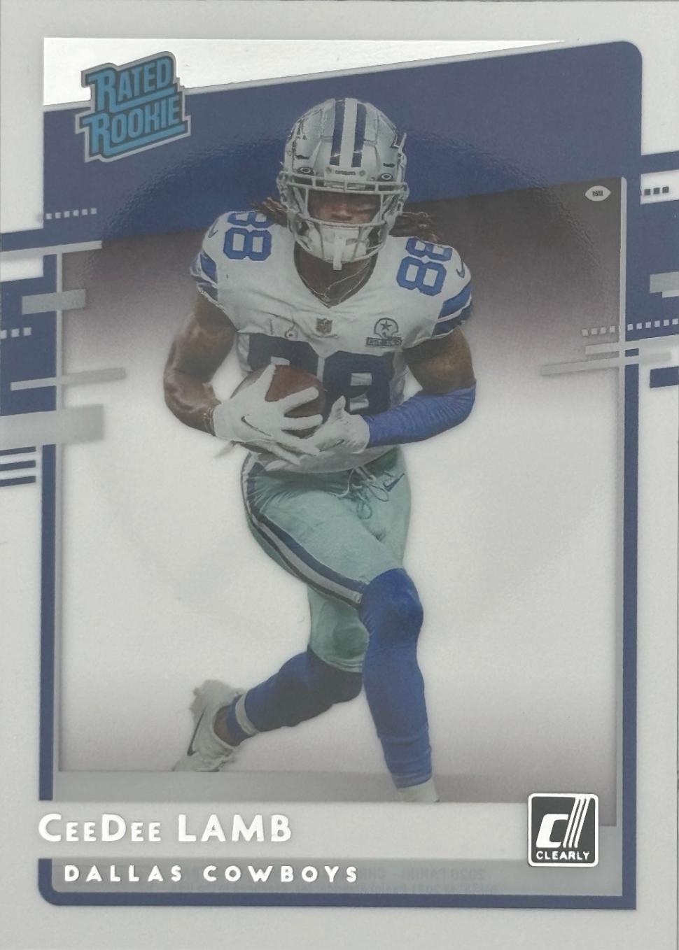 2020 Panini Chronicles Clearly Donruss Rated Rookies Ceedee Lamb #RR-CL card