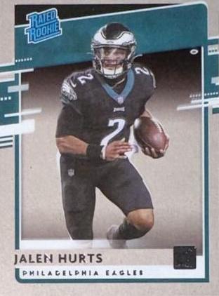 2020 Panini Chronicles Clearly Donruss Rated Rookies Jalen Hurts #RR-JAH card