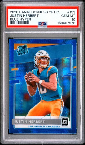 2020 Panini Donruss Optic Justin Herbert [Blue Hyper] #153 card