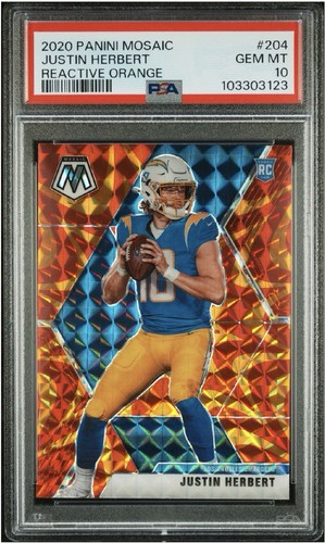 2020 Panini Mosaic Justin Herbert [Reactive Orange] #204 card