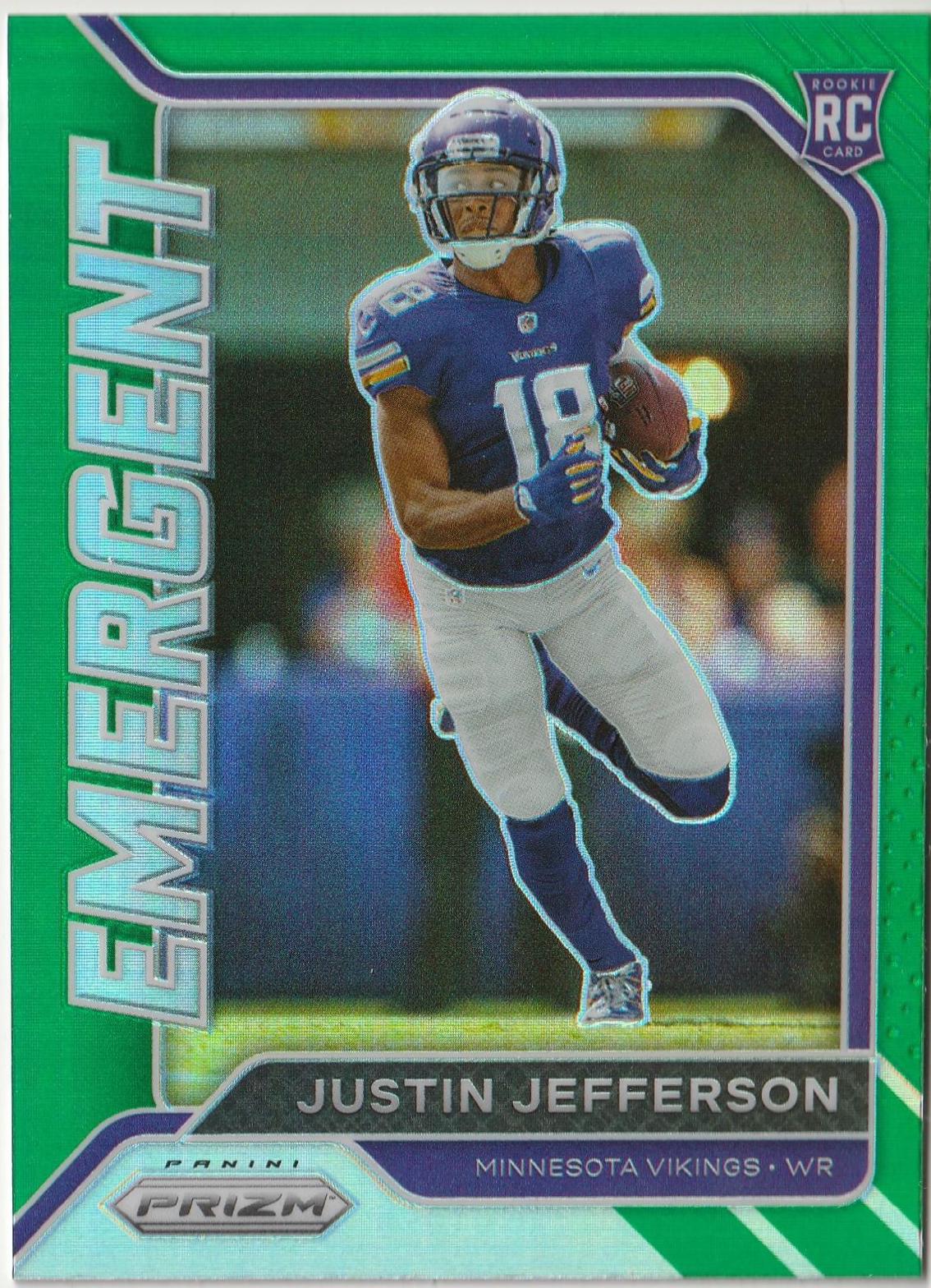 2020 Panini Prizm Emergent Justin Jefferson [Green] #10 card