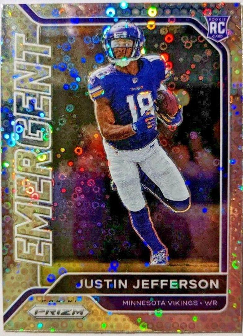 2020 Panini Prizm Emergent Justin Jefferson [No Huddle] #10 card
