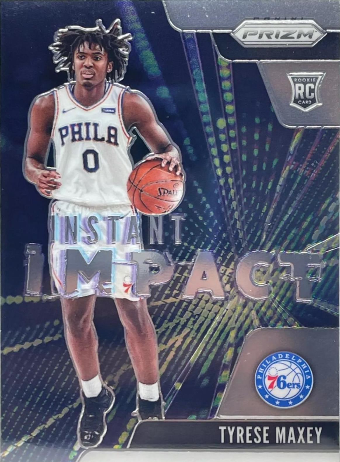 2020 Panini Prizm Instant Impact Tyrese Maxey #16 card