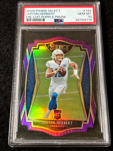2020 Panini Select Justin Herbert [Purple Prizm Die Cut] #144 card
