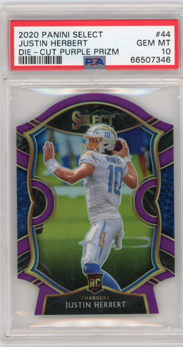 2020 Panini Select Justin Herbert [Purple Prizm Die Cut] #44 card
