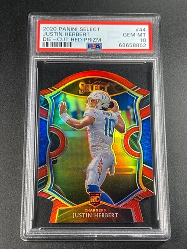 2020 Panini Select Justin Herbert [Red Prizm Die Cut] #44 card