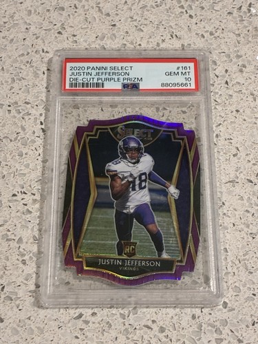 2020 Panini Select Justin Jefferson [Purple Prizm Die Cut] #161 card