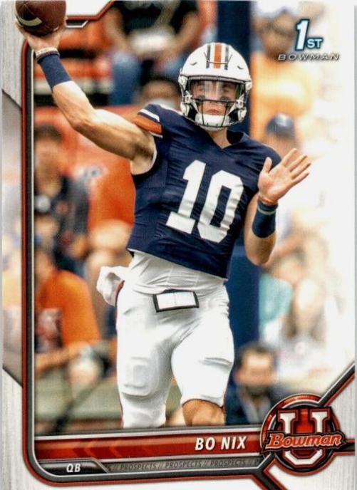 2021 Bowman University Bo Nix #8 card