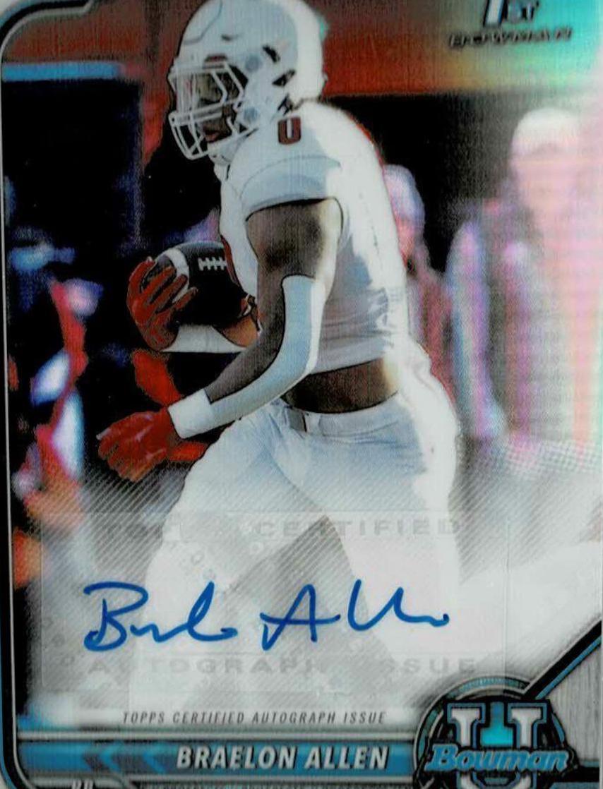 2021 Bowman University Chrome Autographs Braelon Allen #BCPA-BA card