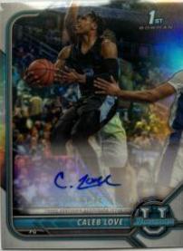 2021 Bowman University Chrome Prospect Autographs Caleb Love #BCPA-CL card