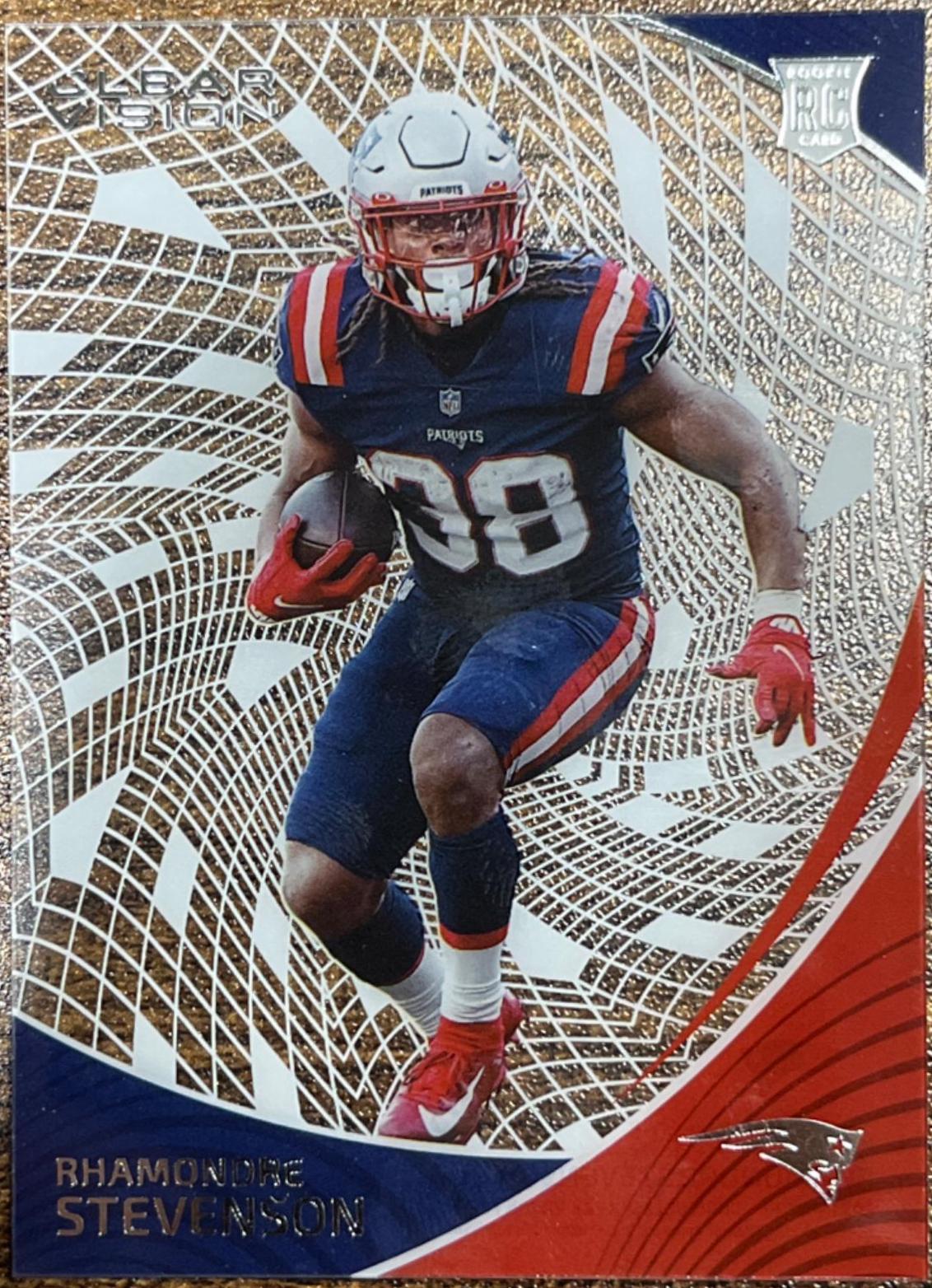 2021 Panini Chronicles Clear Vision Rookies Rhamondre Stevenson #CVR-30 card