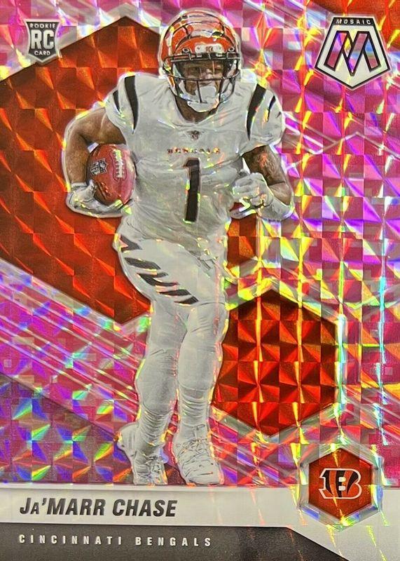 2021 Panini Mosaic Ja'Marr Chase [Camo Pink Mosaic] #307 card