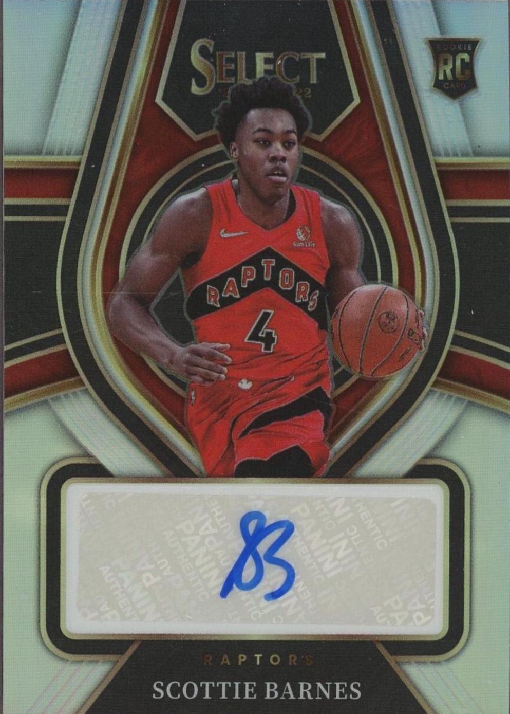 2021 Panini Select Rookie Signatures Scottie Barnes #RS-SBN card