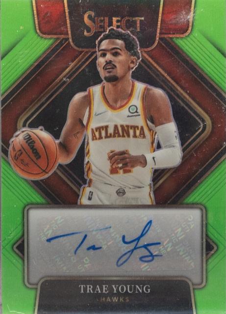 2021 Panini Select Signatures Trae Young [Green Prizm] #SG-TYG card