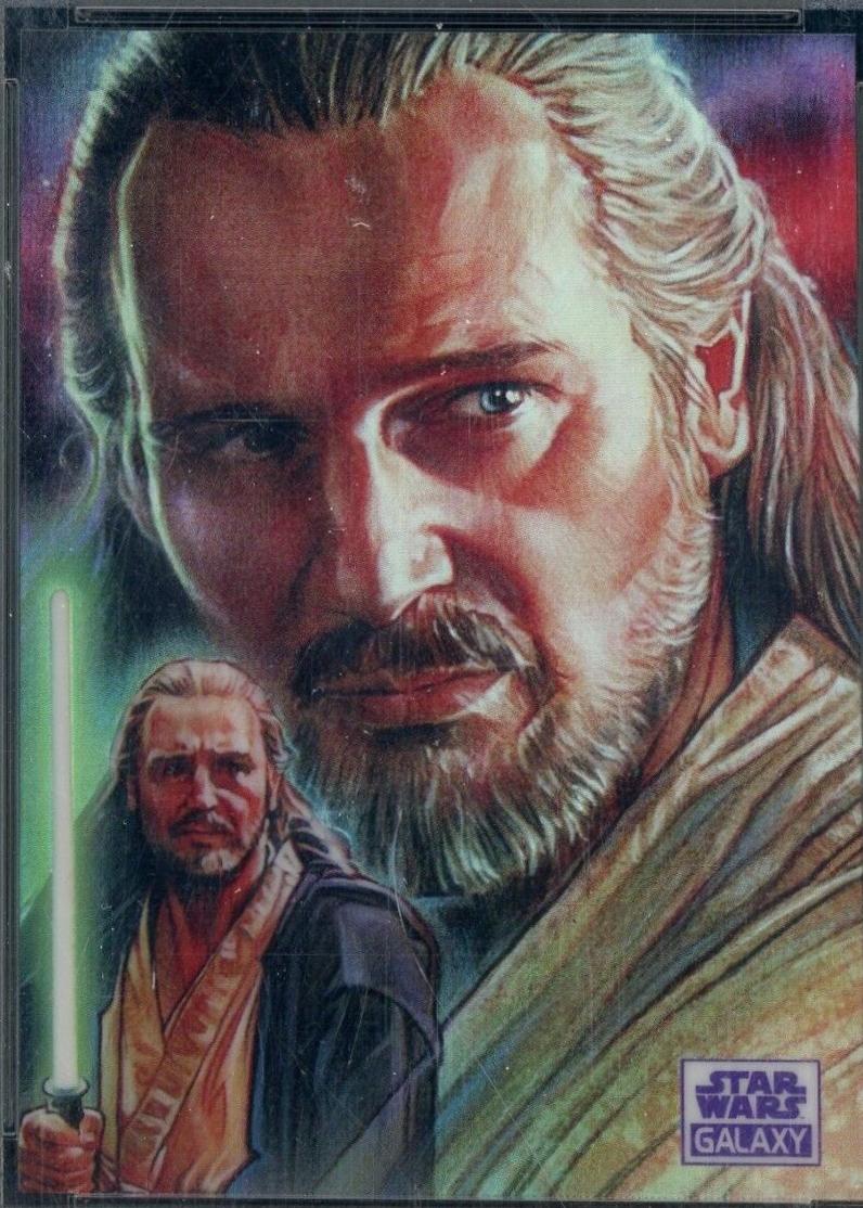 2021 Topps Chrome Galaxy Qui-Gon Jinn [Purple Refractor] #38 card